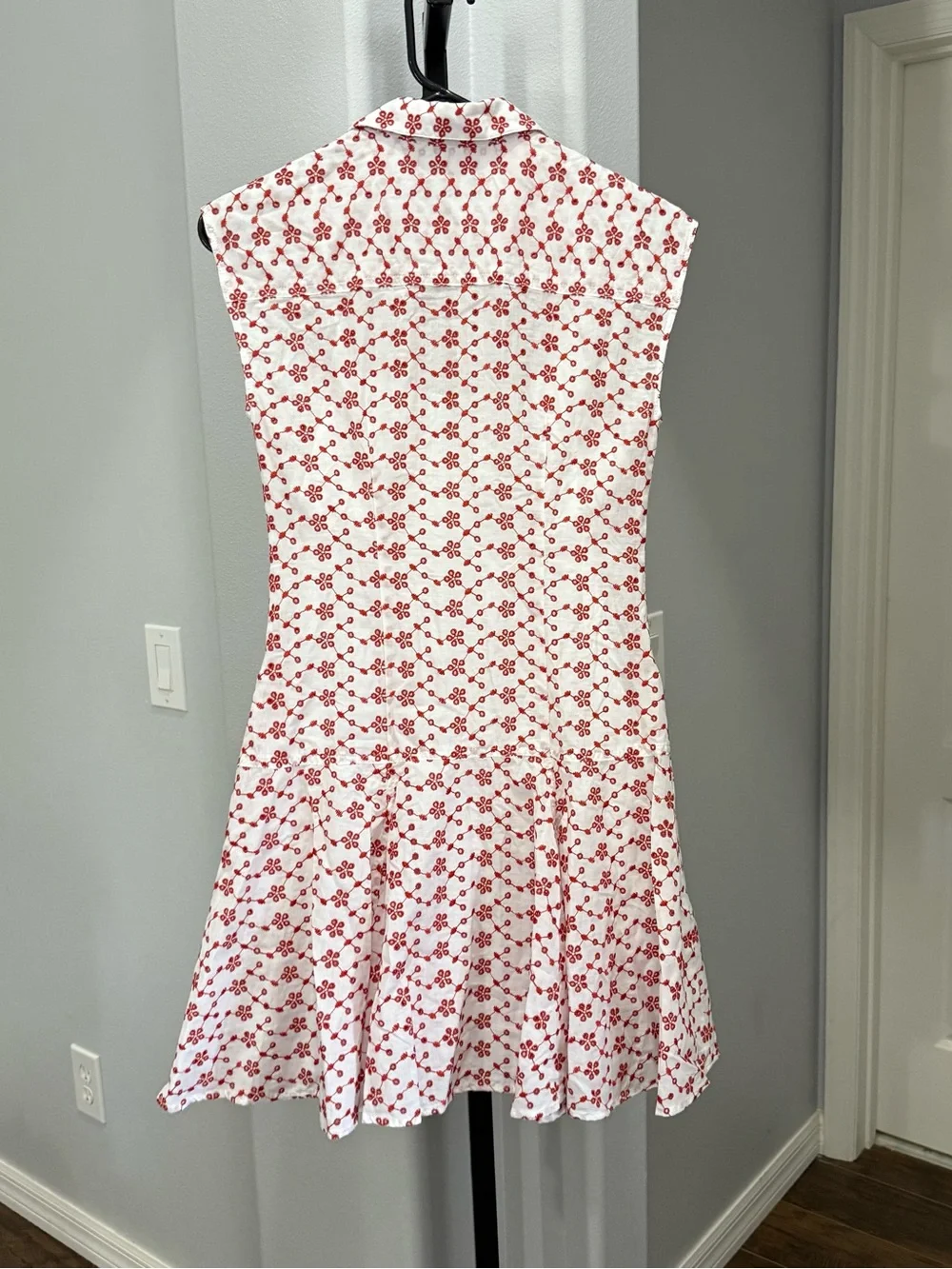 J.Crew Mini Eyelet Red White Shirt Dress Size 0 NWT Feminine